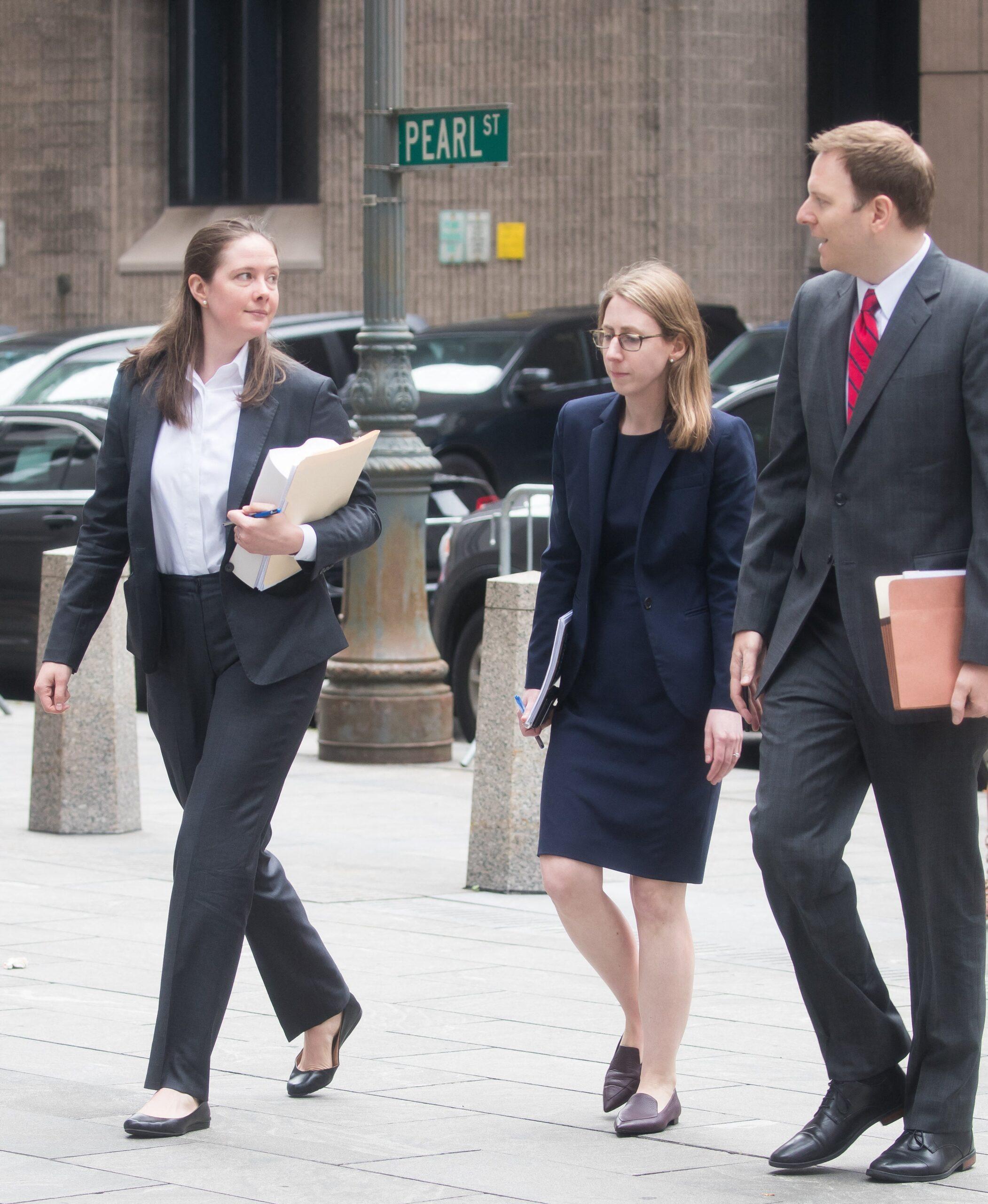 The prosecutor Maurene Comey enters The Manhattan Federal Court