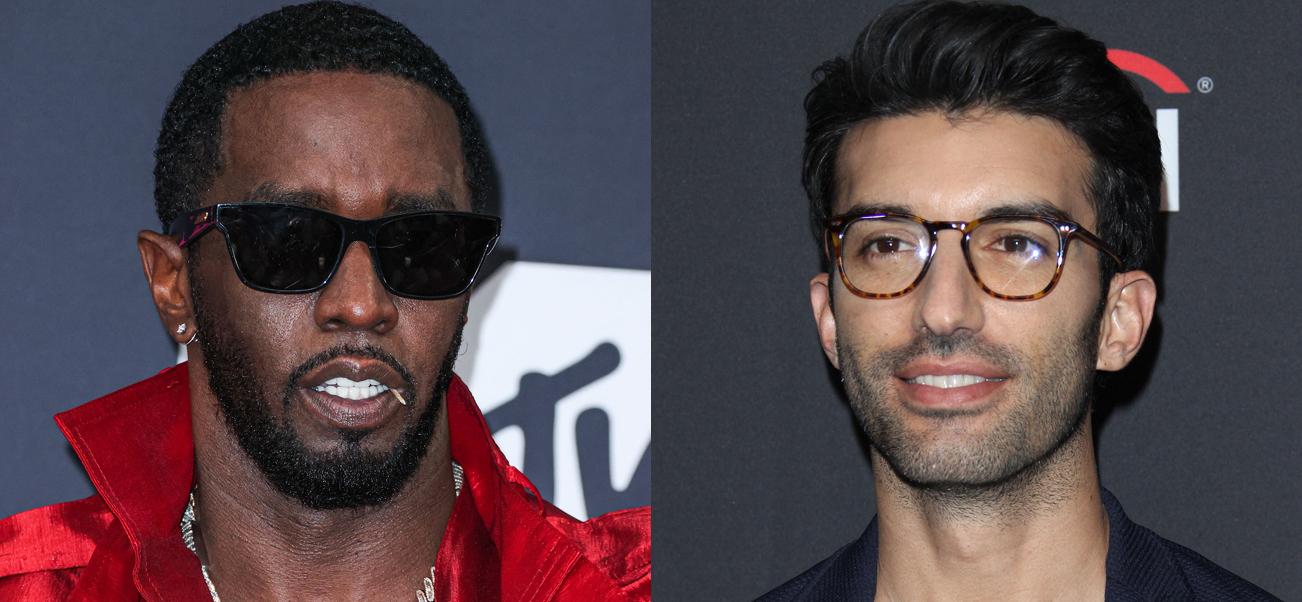 A photo collage of Diddy and Justin Baldoni