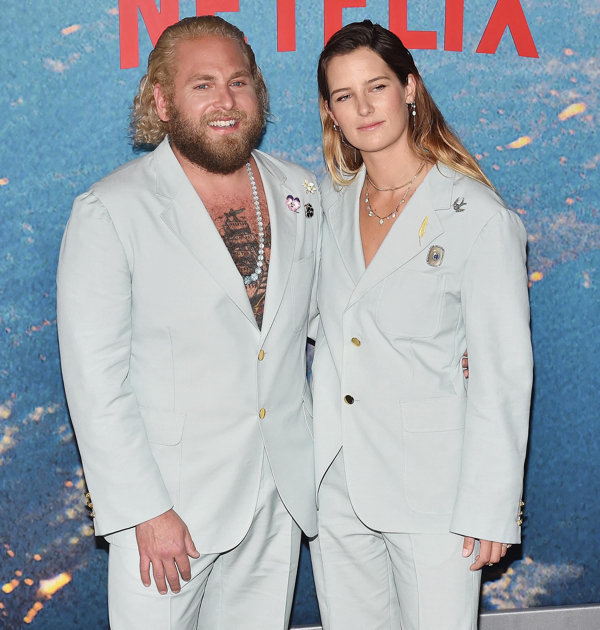 Jonah Hill and Sarah Brady attend Netflix's 'Don't Look Up' world film premiere, Arrivals, New York