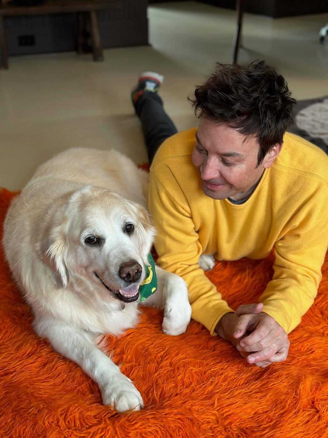Jimmy Fallon and his dog