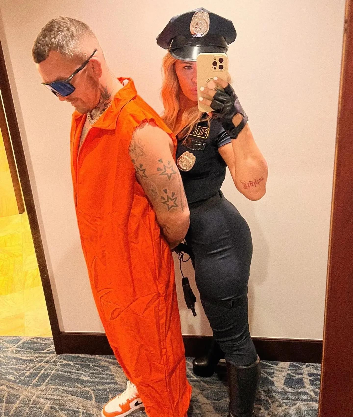 Paige VanZant and husband in halloween costumes