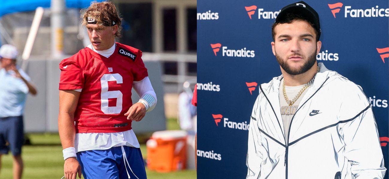 Photo collage of Jaxson Dart and Cam Skattebo.