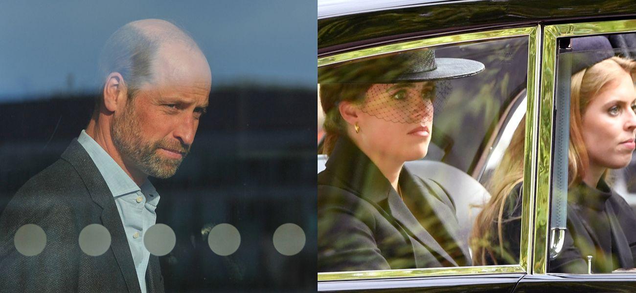 A photo collage of Prince William and Princesses Eugenie and Beatrice