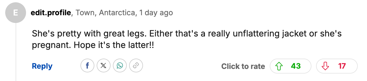 Comment on Taylor Swift via DailyMail