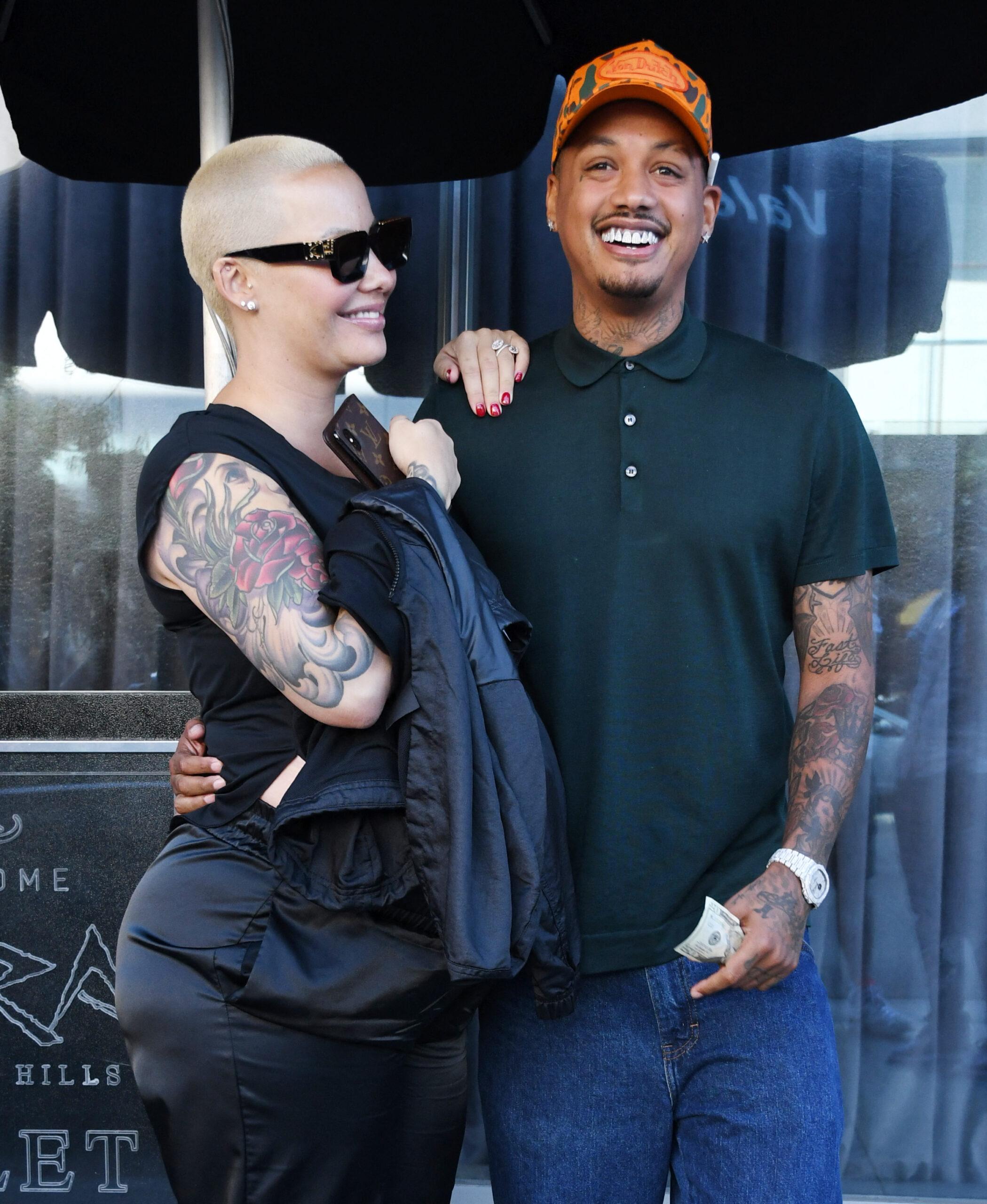 Pregnant Amber Rose Cuddles Up With Boyfriend Alexander AE Edwards in Beverly Hills