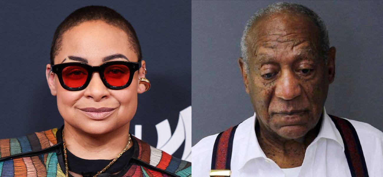 Photo collage of Raven Symone and Bill Cosby.