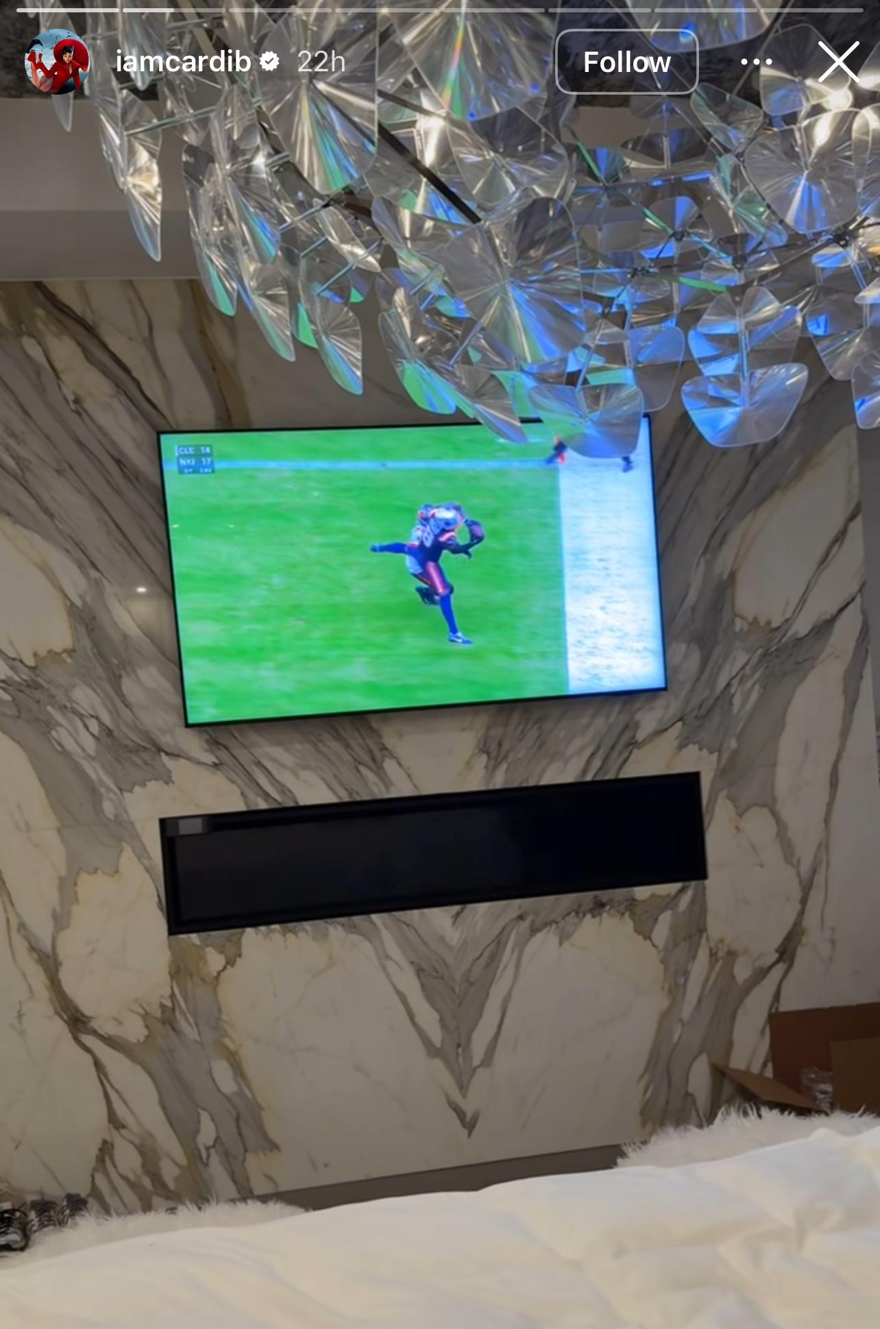 Cardi B cheers on boyfriend Stefon Diggs from home