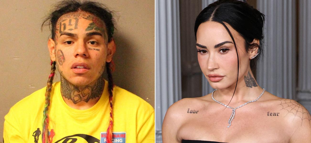 A photo collage of Tekashi 6ix9ine and Demi Lovato