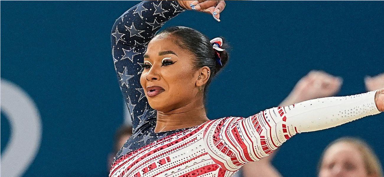 Jordan Chiles performing floor at 2024 Paris Olympics