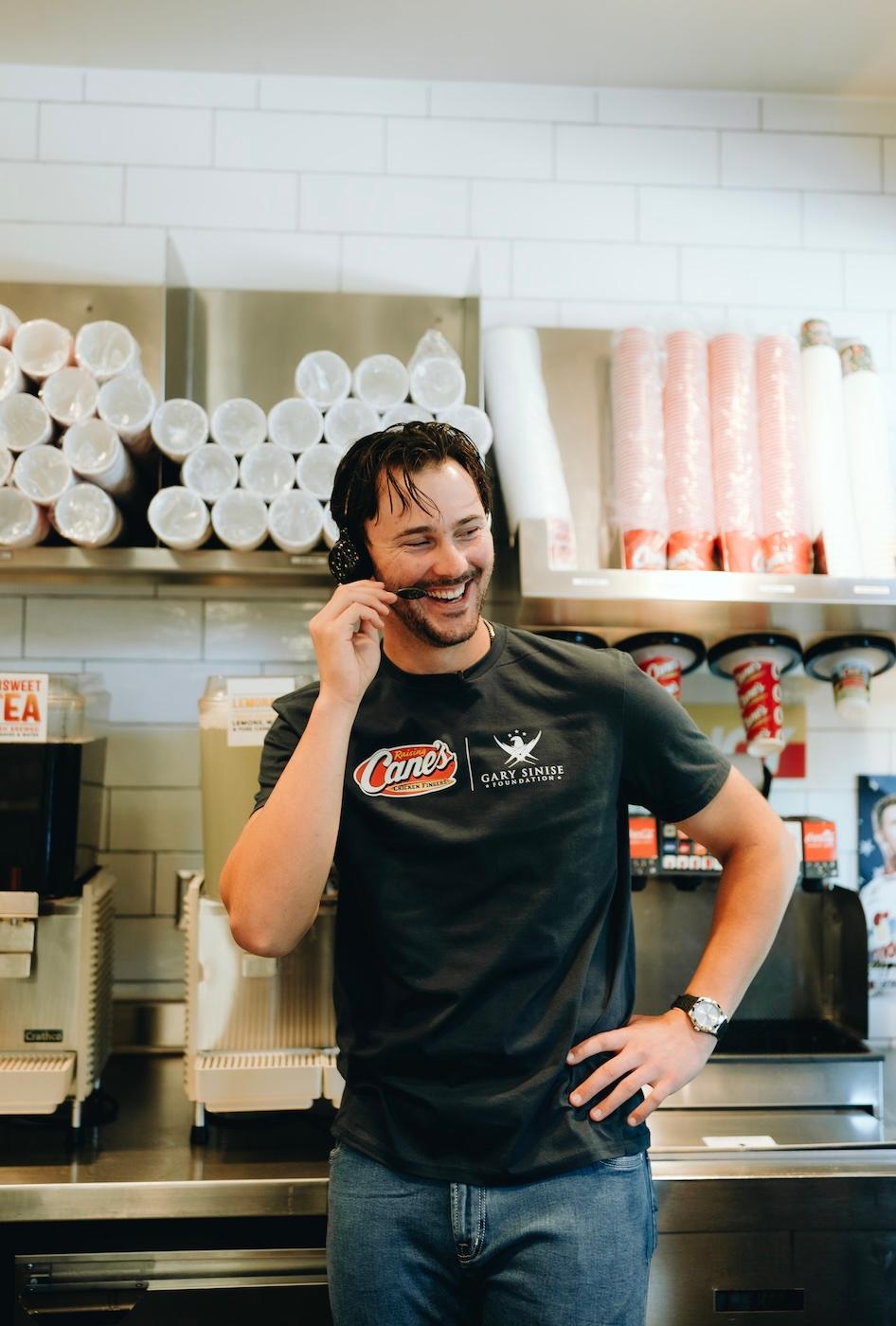 Paul Skenes working the drive thru at Raising Cane's