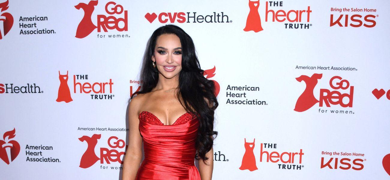 Carli Bybel in a red dress