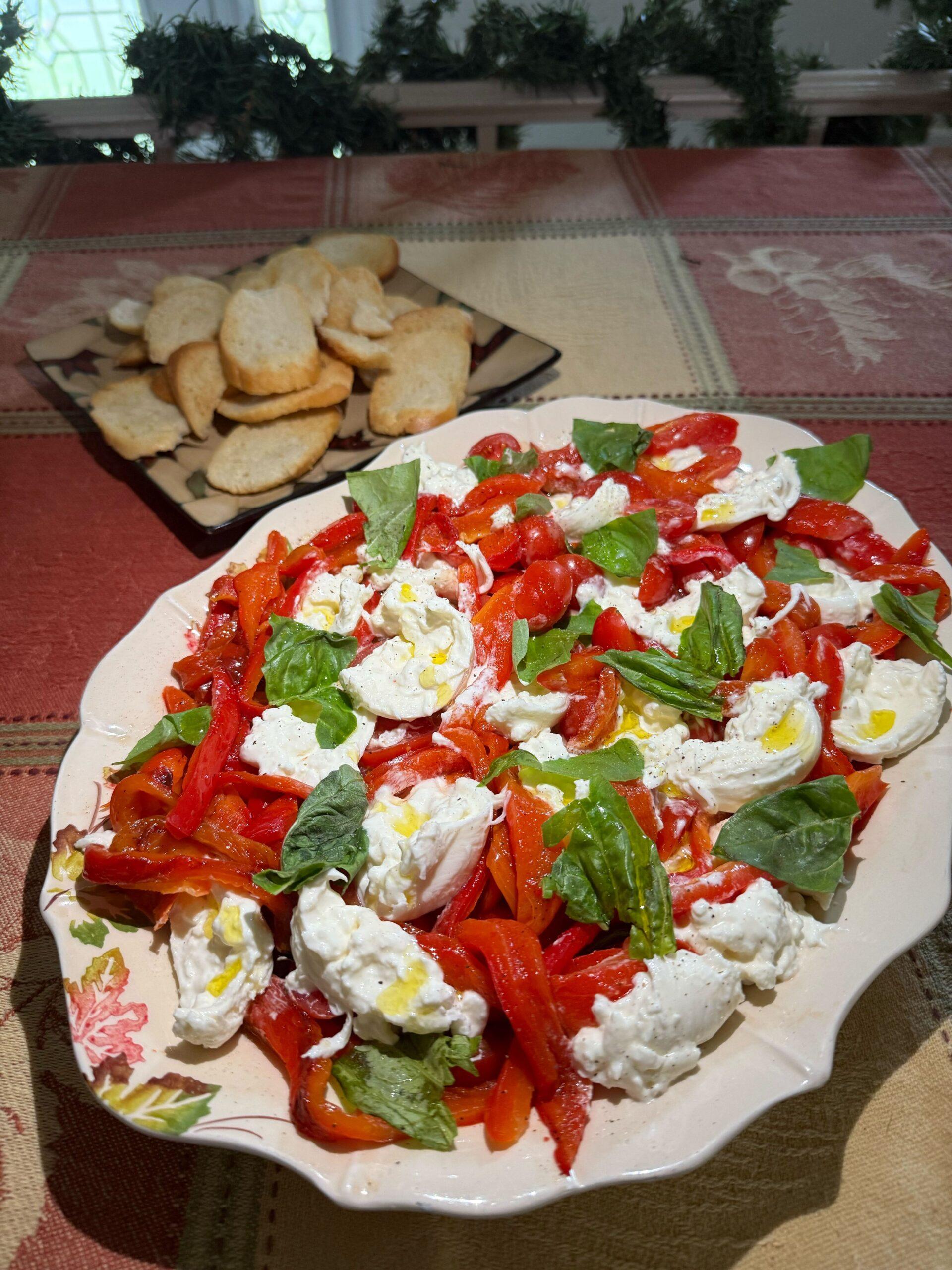Kelly Coffey made Benny Blanco's Caprese with Roasted Red Pepper and Burrata
