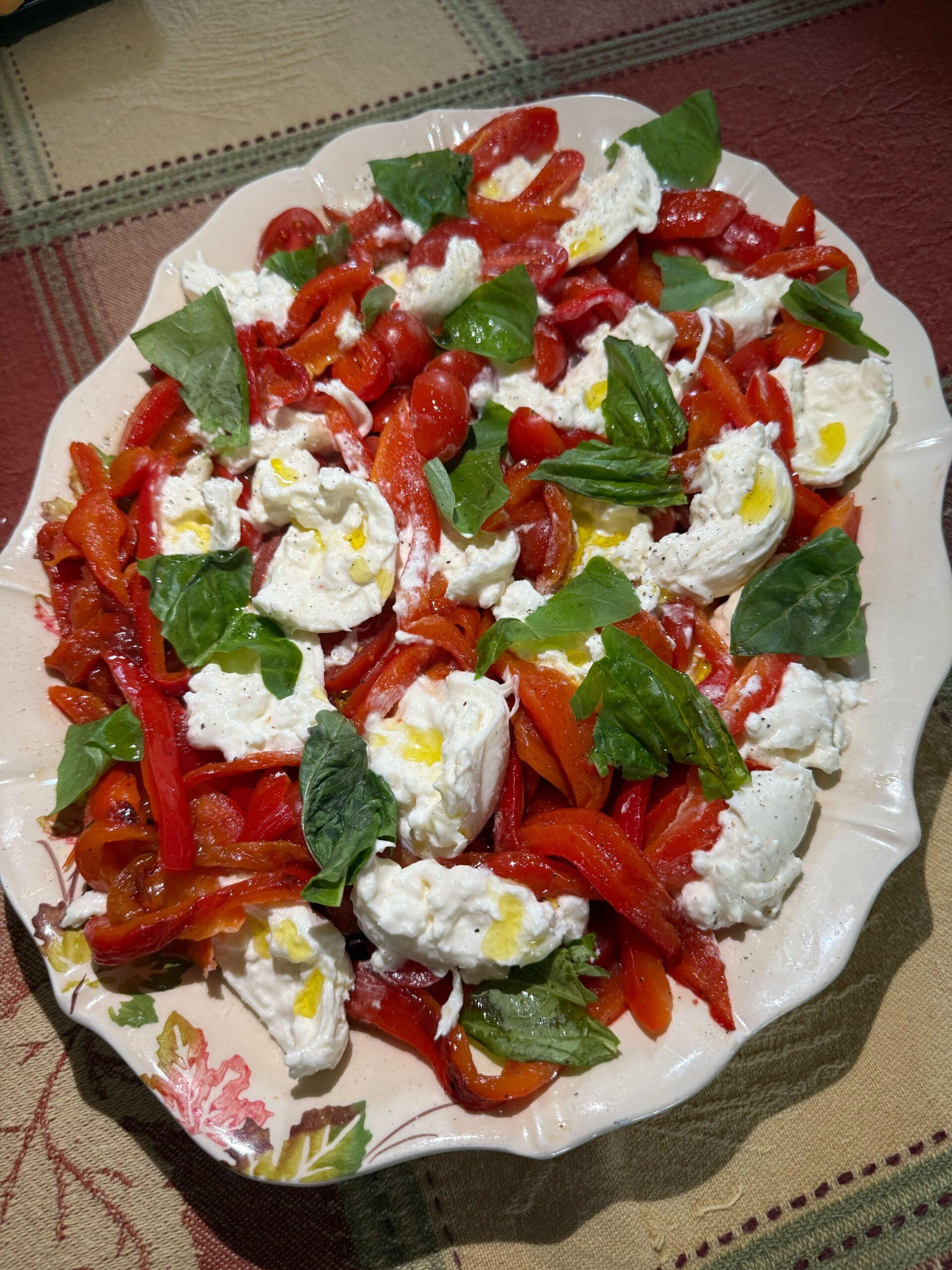 Kelly Coffey made Benny Blanco's Caprese with Roasted Red Pepper and Burrata