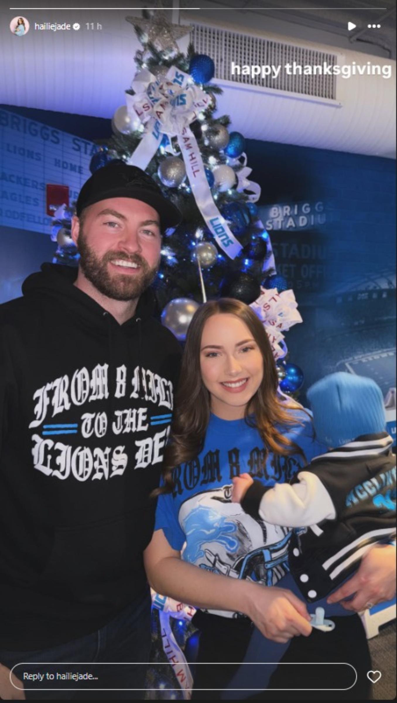 Hailie Jade with her husband and son