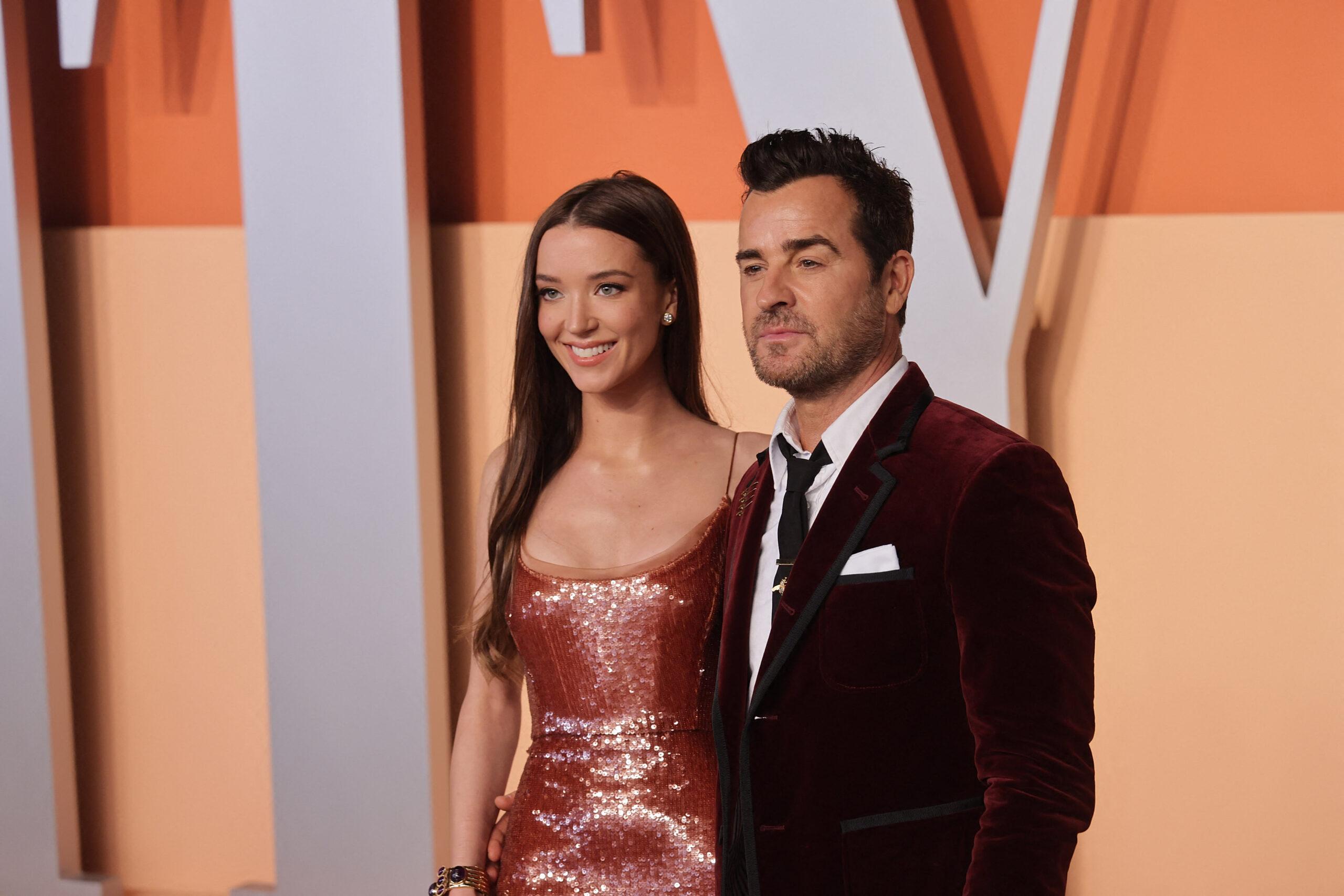 Justin Theroux and Nicole Brydon Bloom at the 2025 Vanity Fair Oscar Party