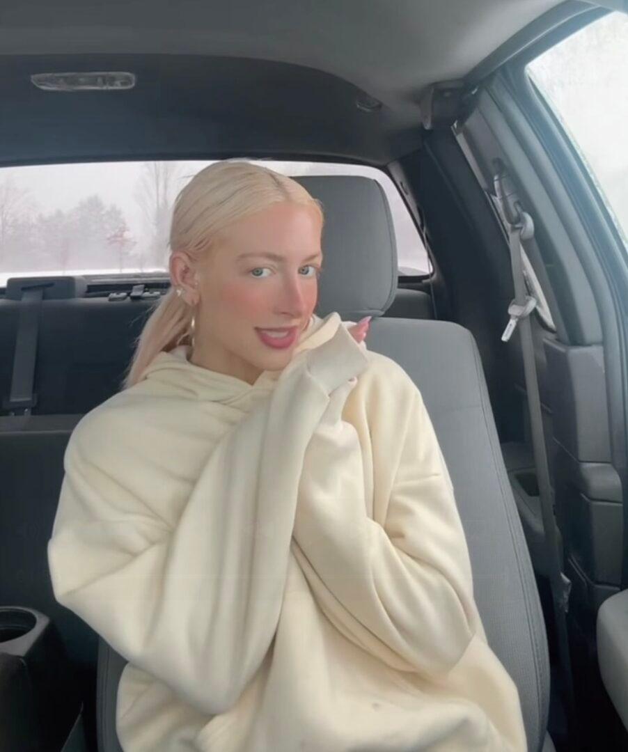 Kay Carlson in the car