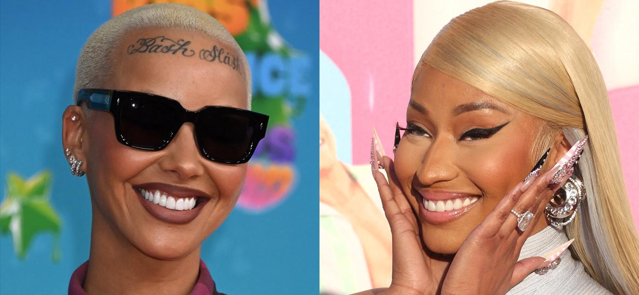 A photo collage of Amber Rose and Nicki Minaj