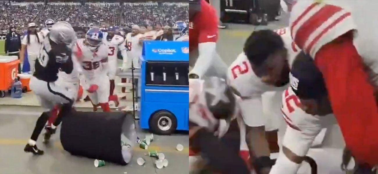 New York Giants fight during Raiders game