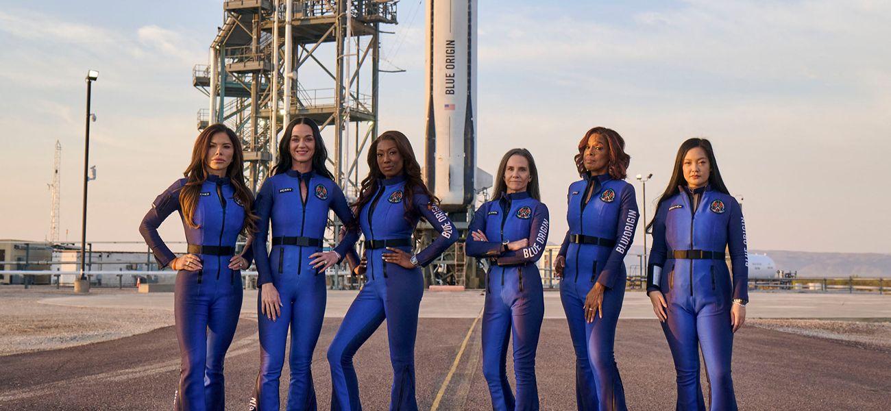Blue Origin’s all-female NS-31 crew - (l to r) Lauren Sánchez, Katy Perry, Aisha Bowe, Kerianne Flynn, Gayle King and Amanda Nguyen