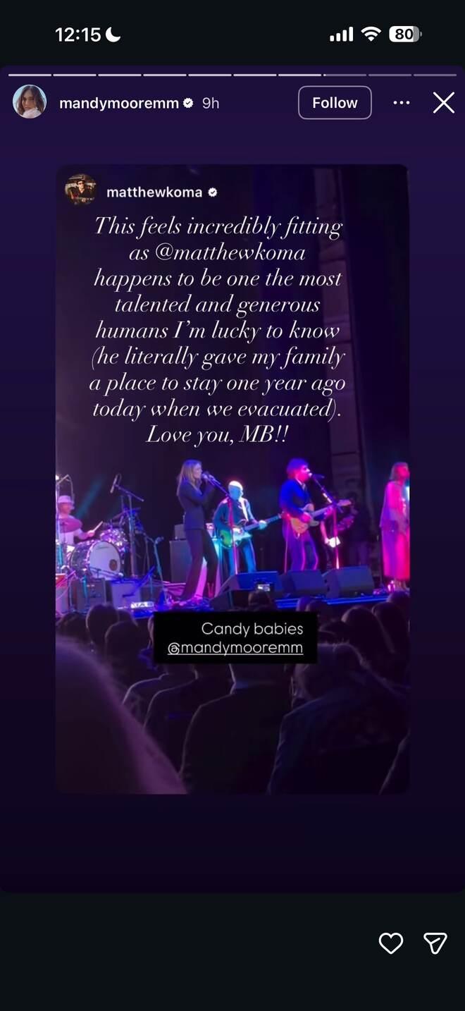 Mandy Moore post about Matthew Koma.