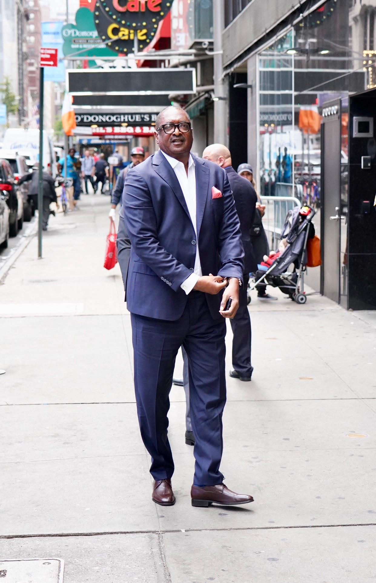 Mathew Knowles before entering 'Good Morning America.'