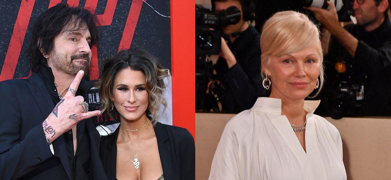 A photo collage of Tommy Lee and his wife, Pamela Anderson