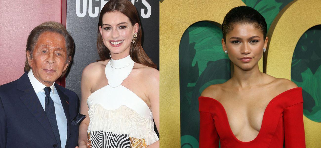 Anne Hathaway and Valentino (left) Zendaya (right)