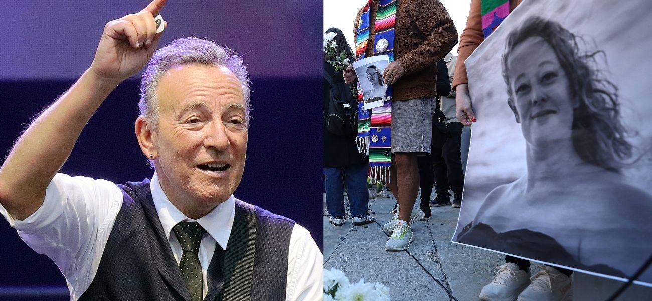 Bruce Springsteen (left) Renee Good memorial (right)