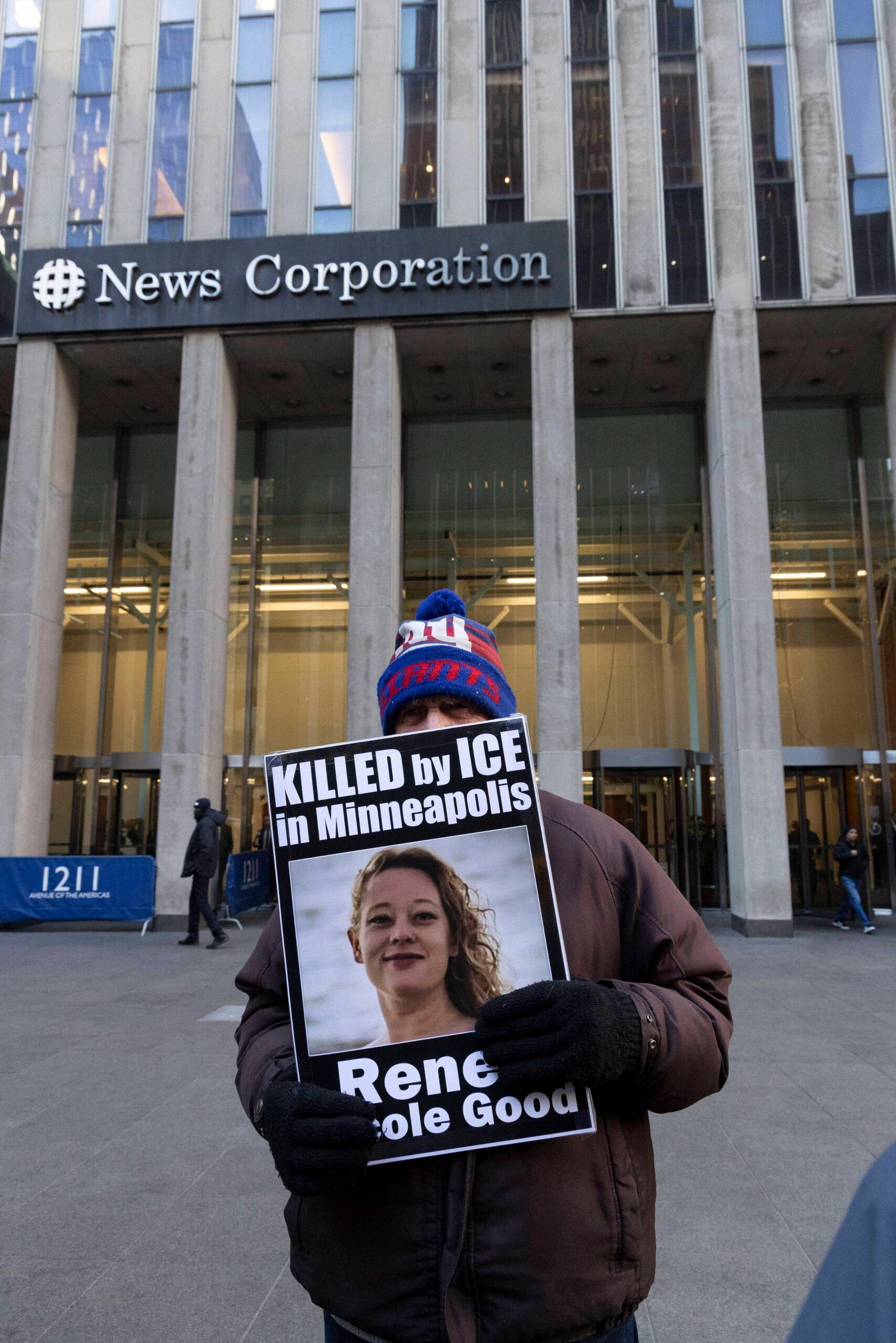 Sign for Renee Good at during protest