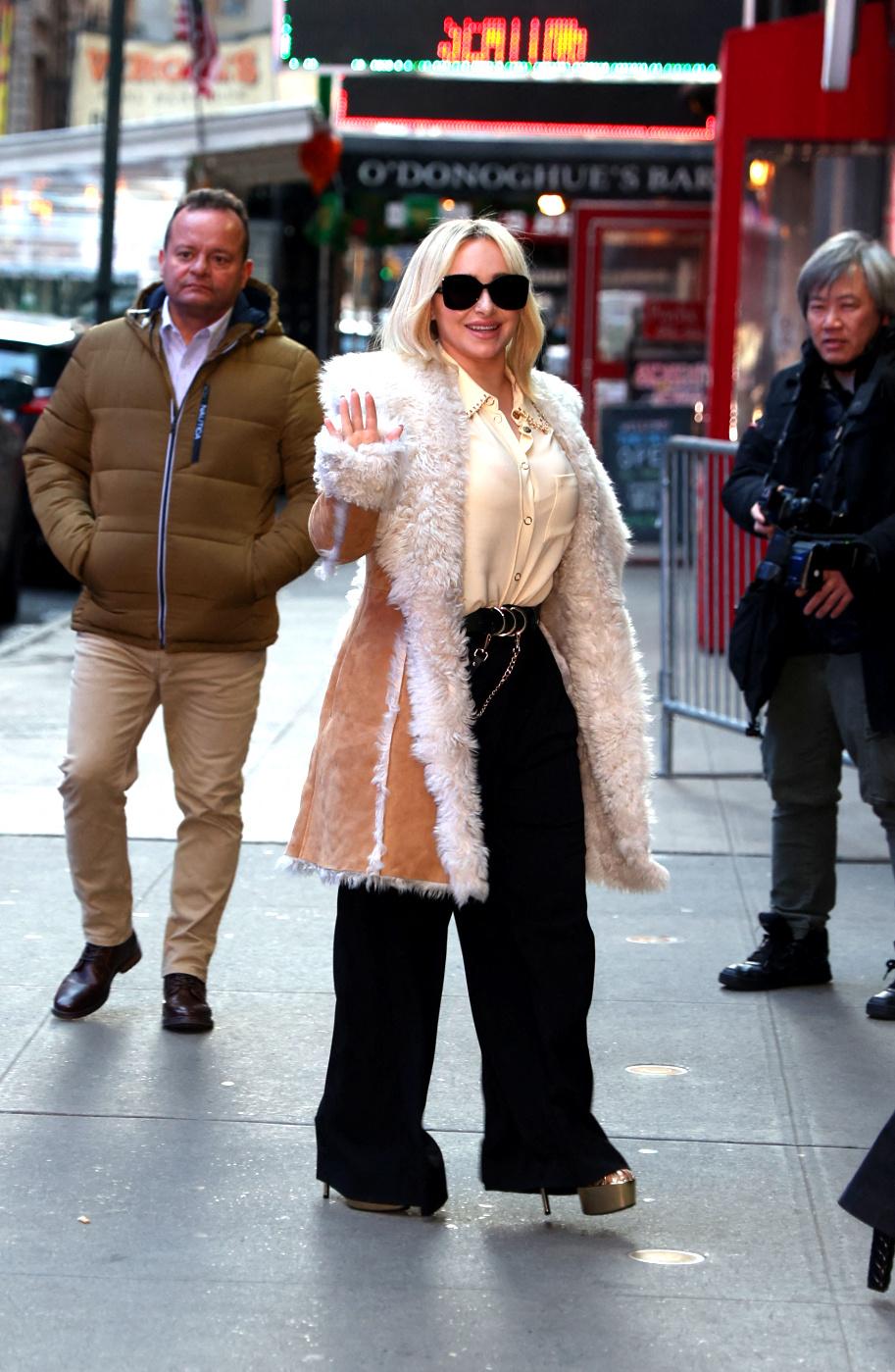 Hayden Panettiere seen arriving to Good Morning America to promote Scream 6 in New York City