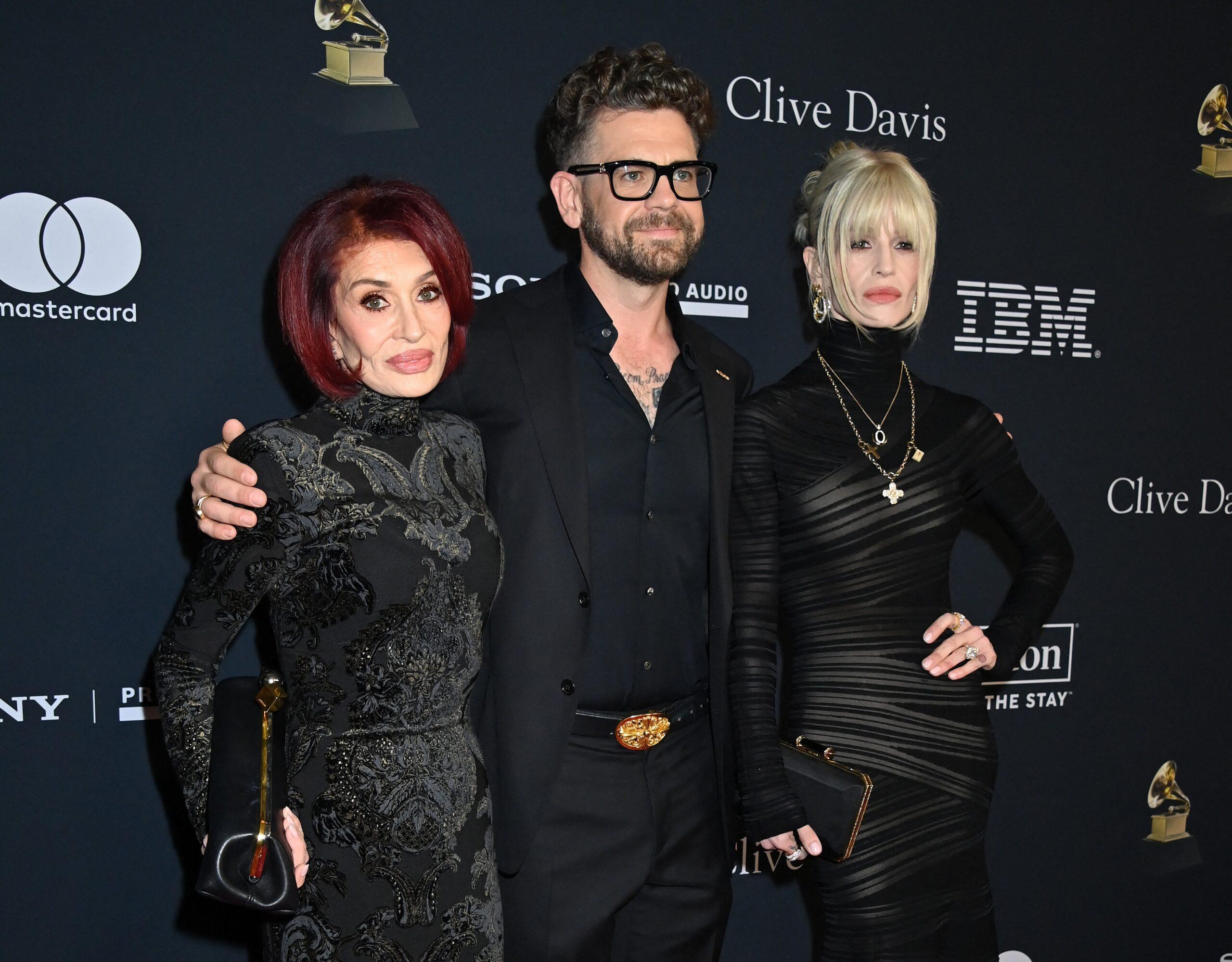 Sharon, Jack, and Kelly Osbourne attending Grammys