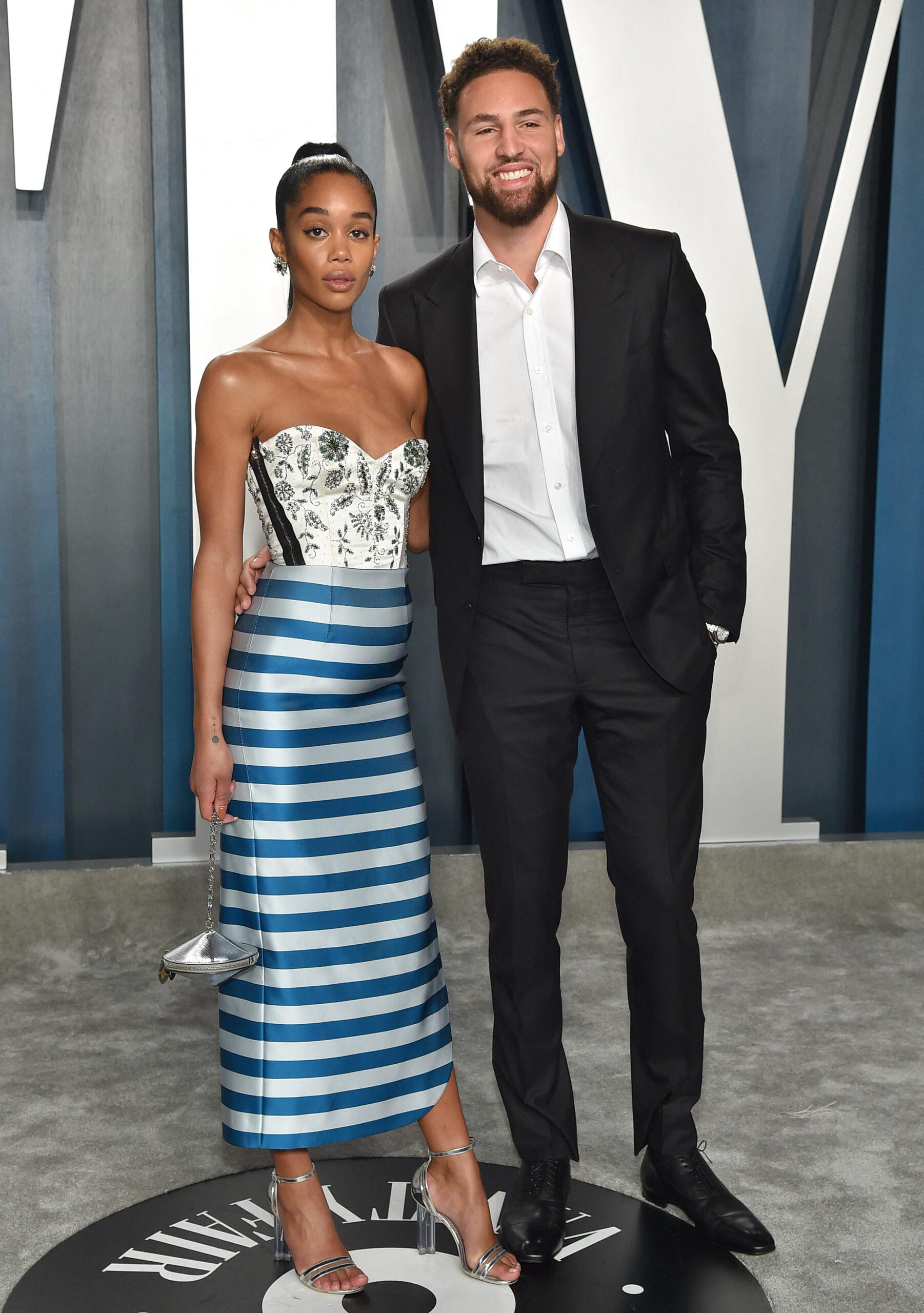 Klay Thompson and Laura Harrier on the red carpet.