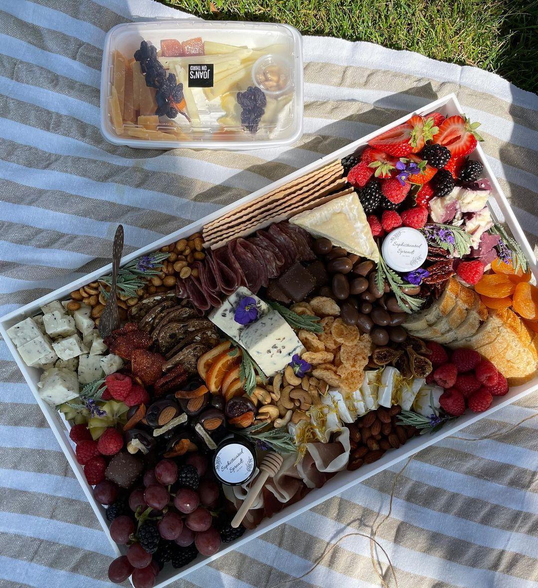 Closeup of cheese platters