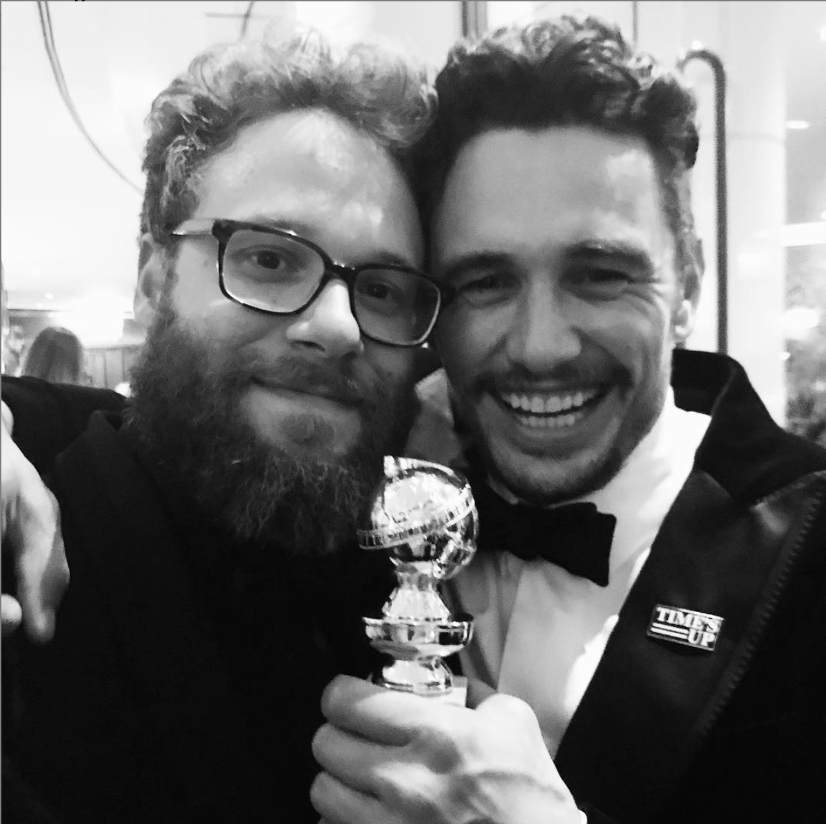Seth Rogen & James Franco celebrating the Golden Globes