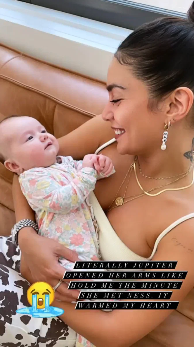 Vanessa Hudgens holding Ashley Tisdale's baby