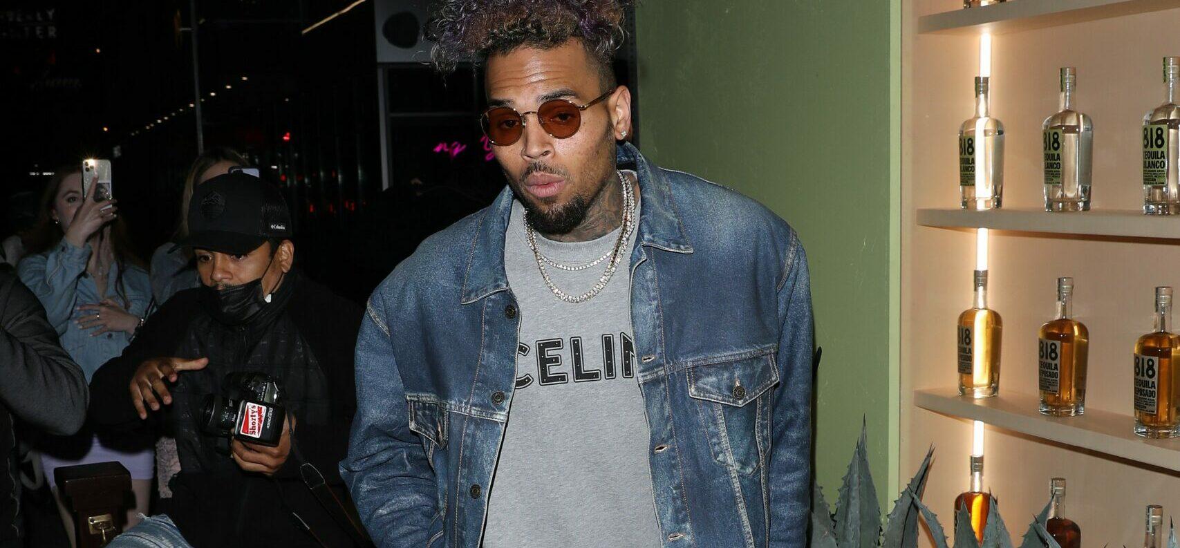 Chris Brown heads to the Nice Guy restaurant for Kendall Jenner apos s quot 818 Tequila quot launch party