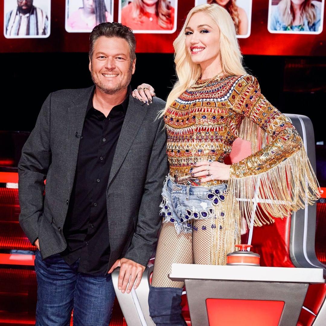 A photo of Blake Shelton and Gwen Stefani at 'The Voice.'