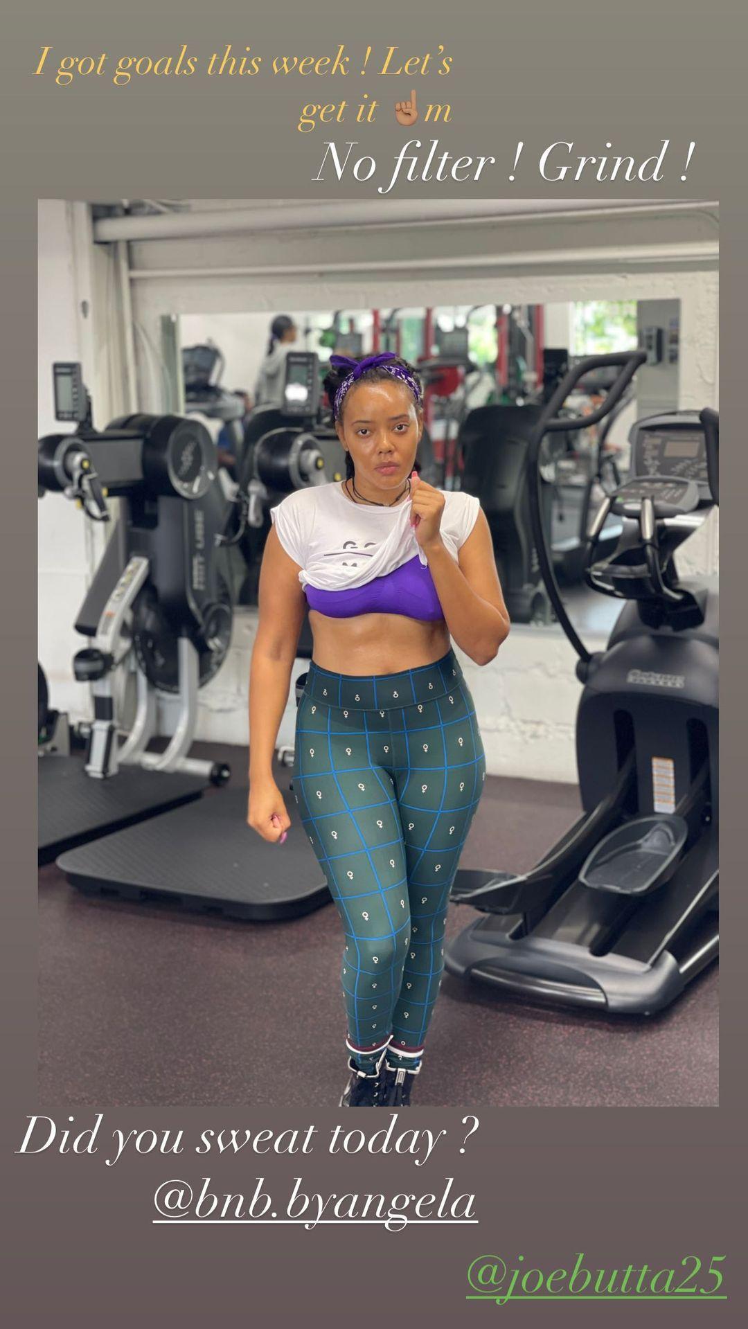 Angela Simmons in the gym on July 5 2021.