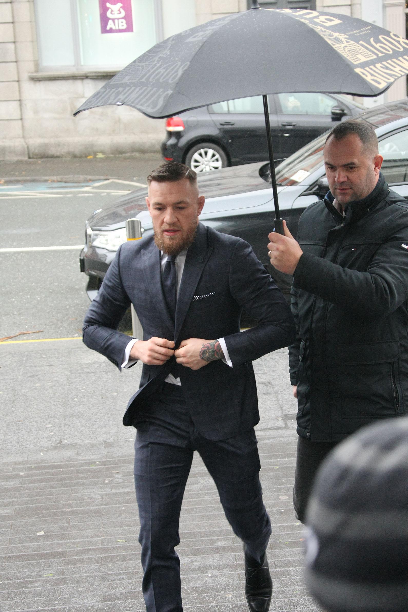 Conor McGregor at the NAAS courthouse in Co.Kildare where he was fined 1,000 Euro & banned from driving for 6 months for a speeding offense.