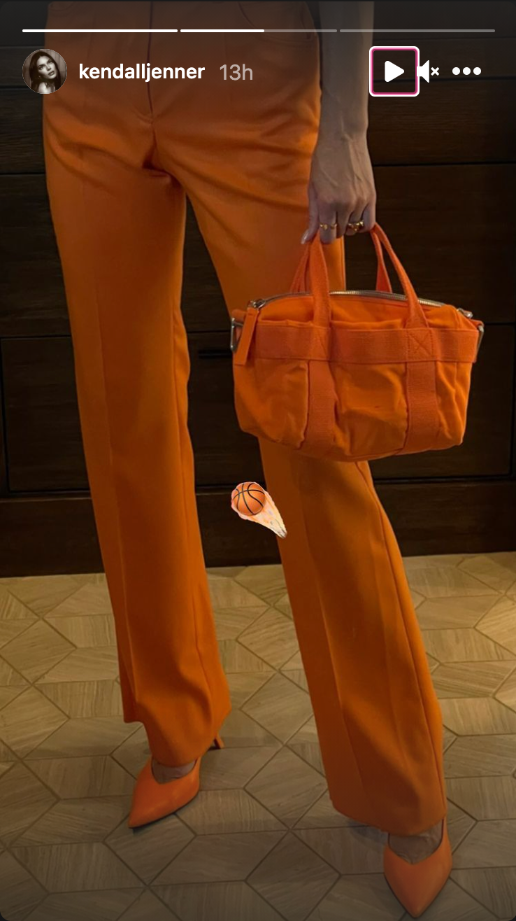 Kendall Jenner wearing all orange
