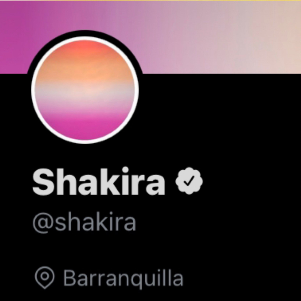 Shakira's Twitter profile
