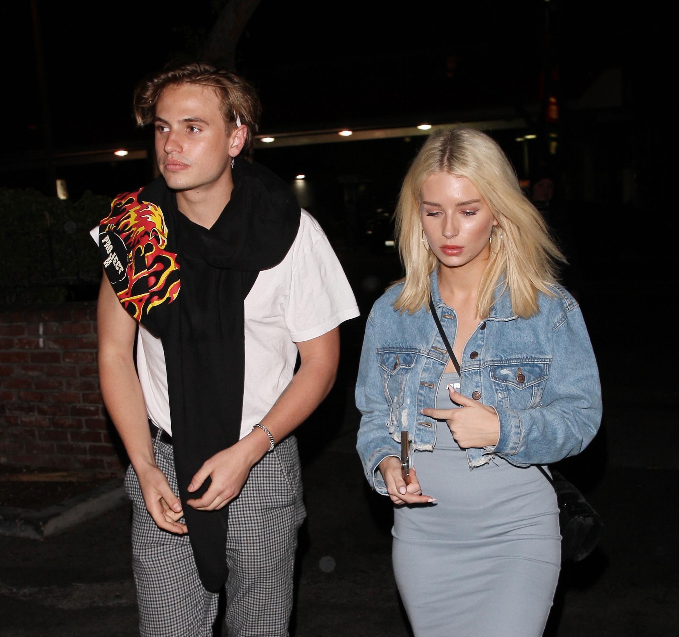 Lottie Moss and Daniel Mickelson are spotted leaving the Delilah restaurant after partying