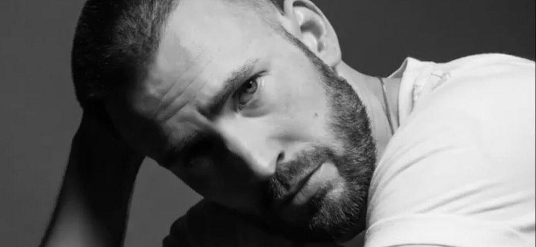 Chris Evans in black and white