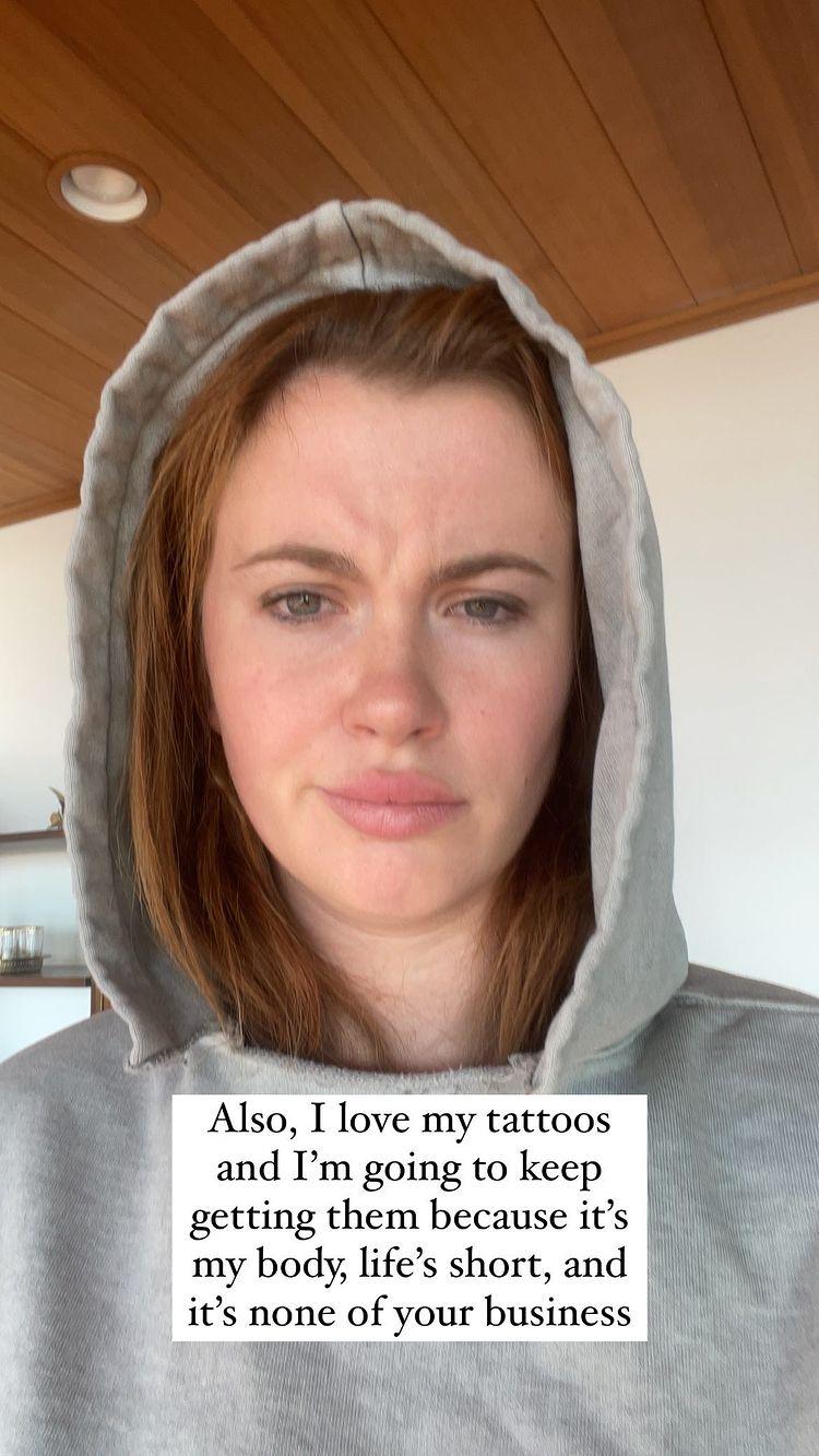 Ireland Baldwin explaining her tattoo
