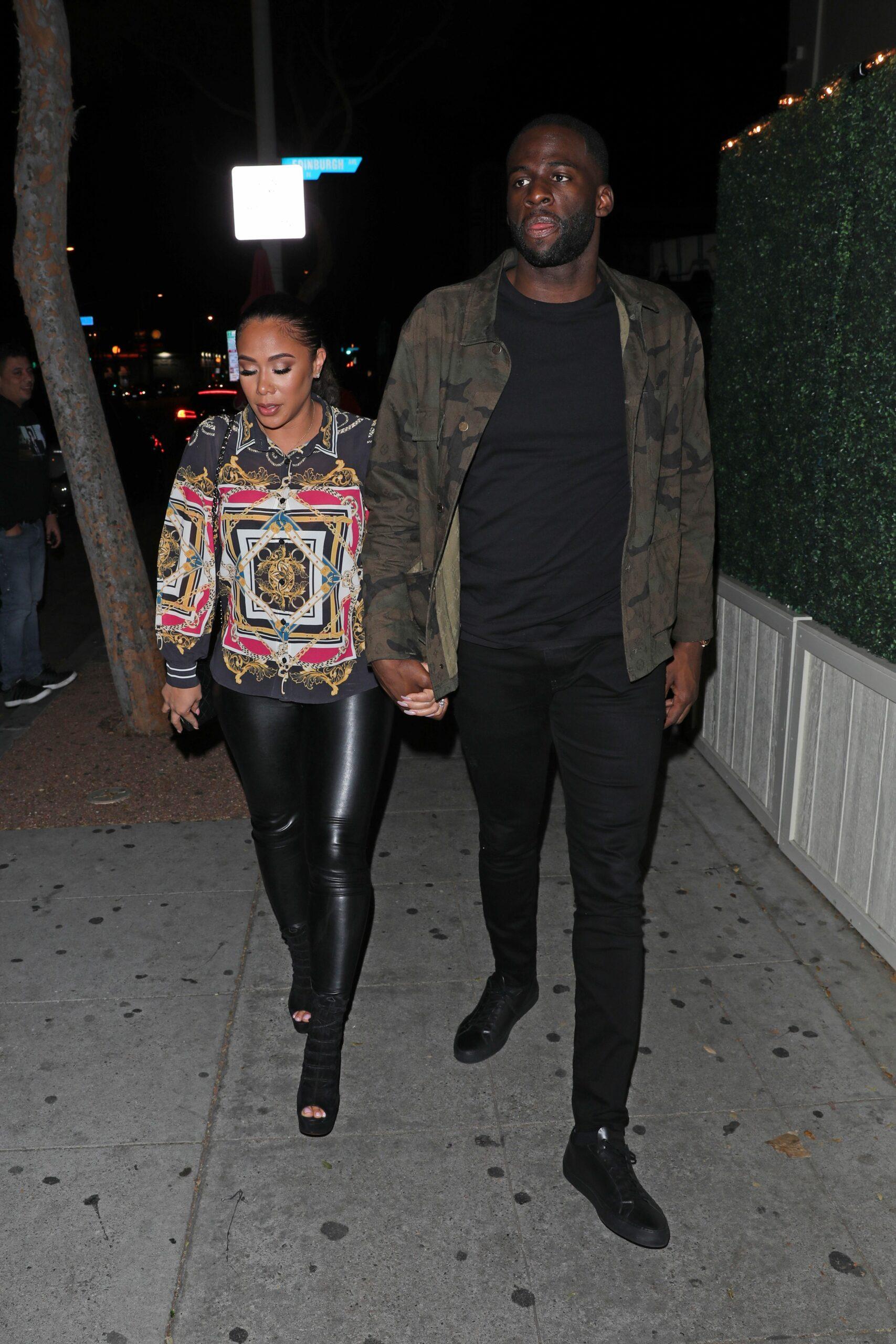 Draymond Green and Hazel Renee grab dinner at Delilah restaurant with friend Stephen Curry