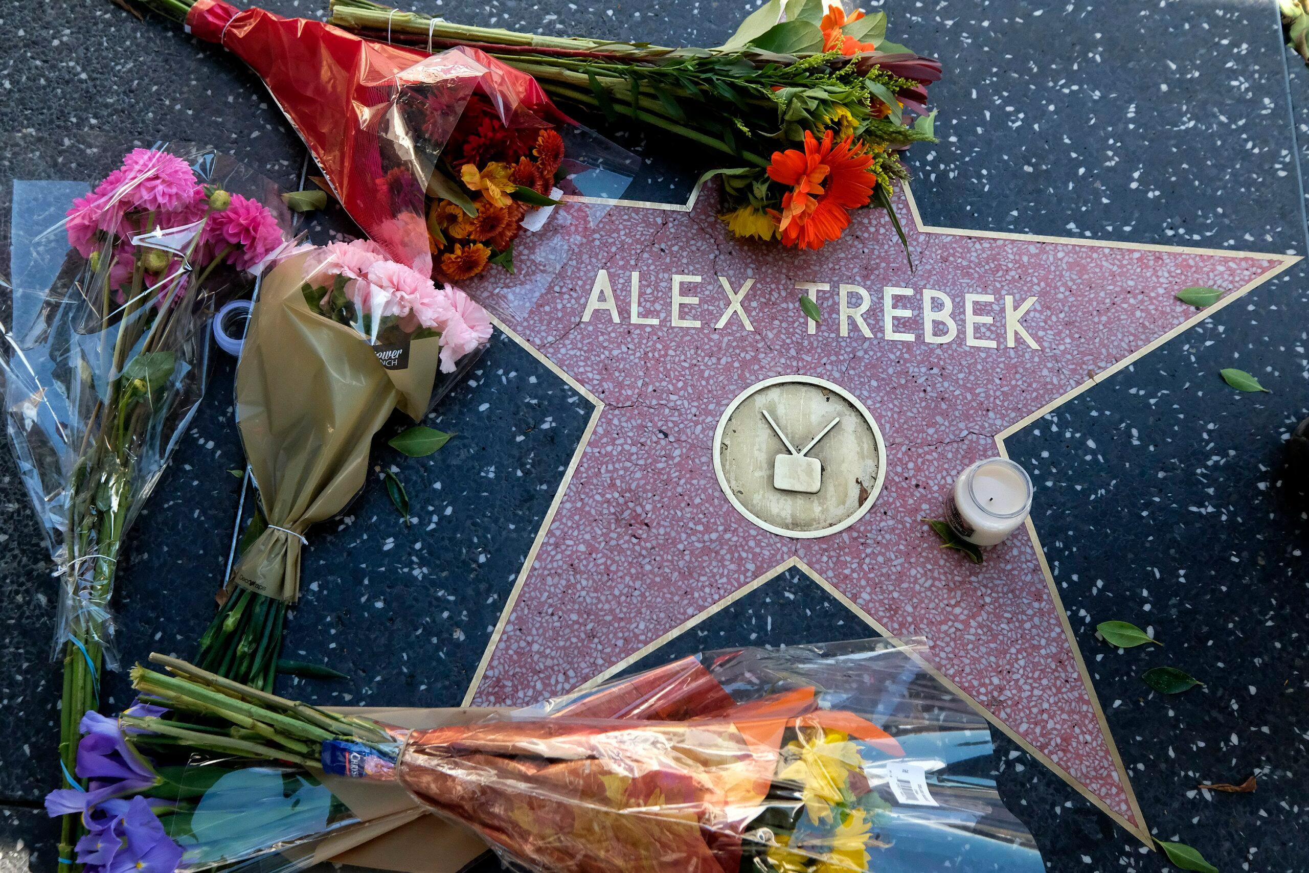 Flowers placed at Alex Trebek Star