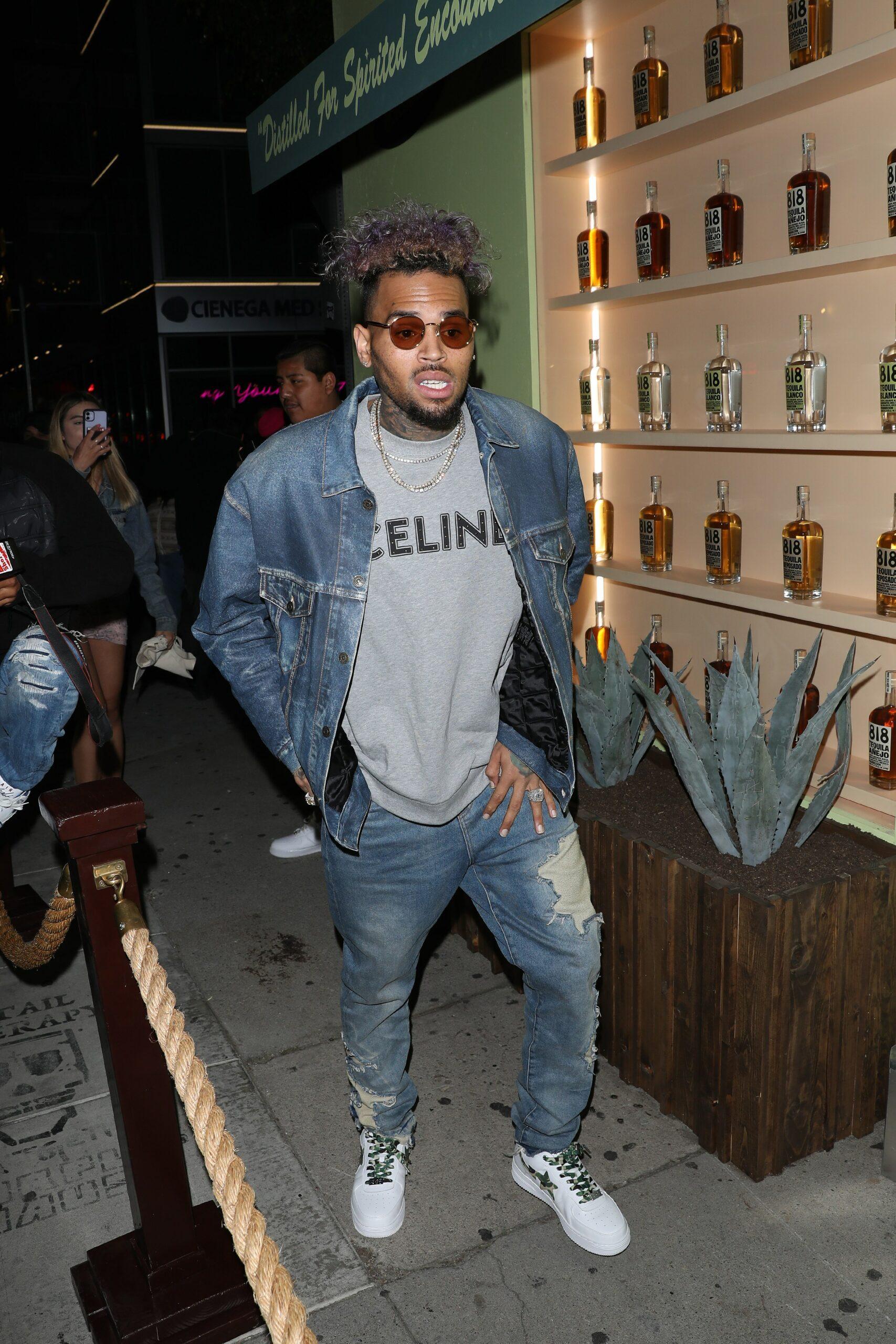 Chris Brown heads to the Nice Guy restaurant for Kendall Jenner apos s quot 818 Tequila quot launch party