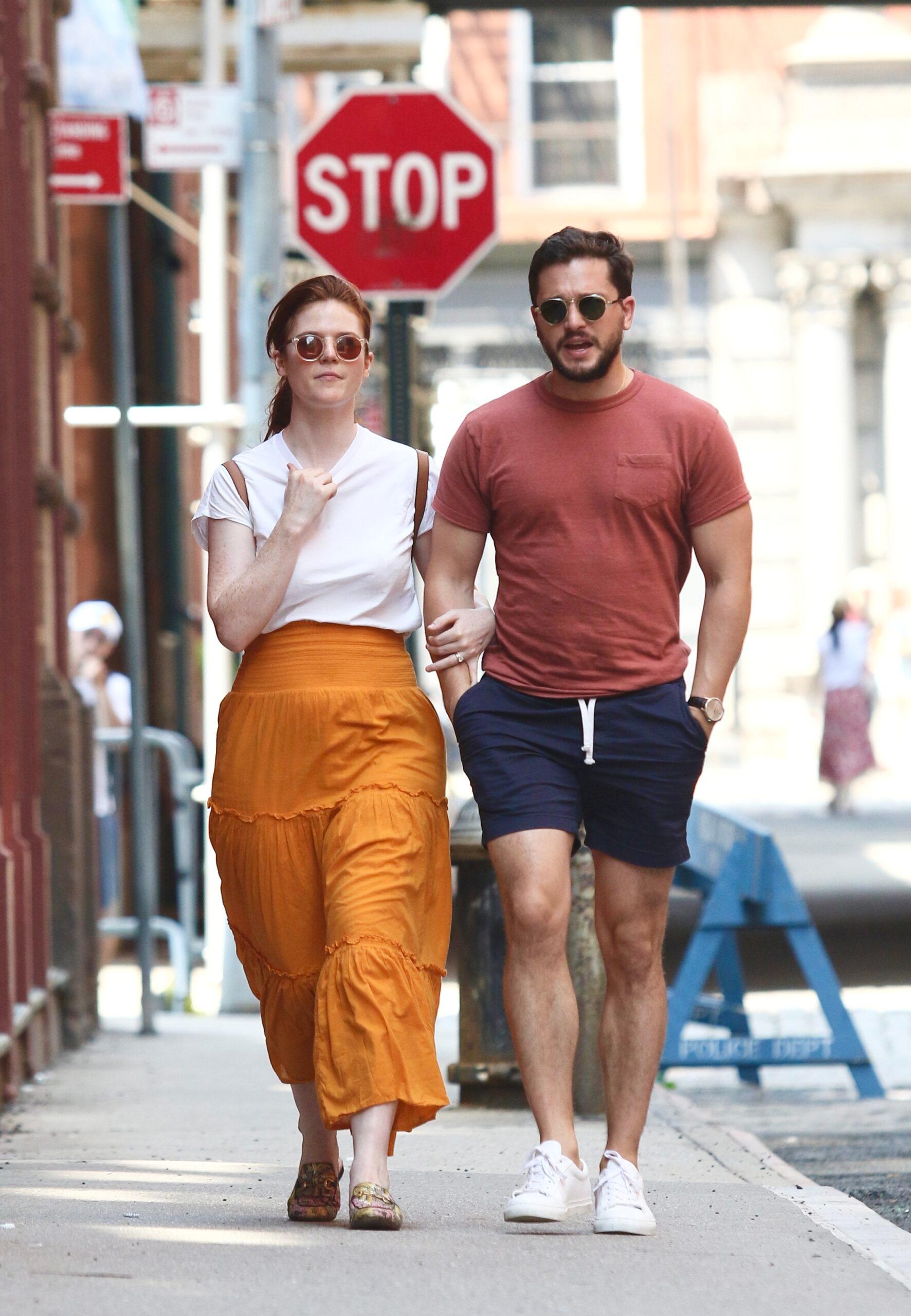 Kit Harington and Rose Leslie are all smiles holding hands a day after July 4th Weekend in NYC