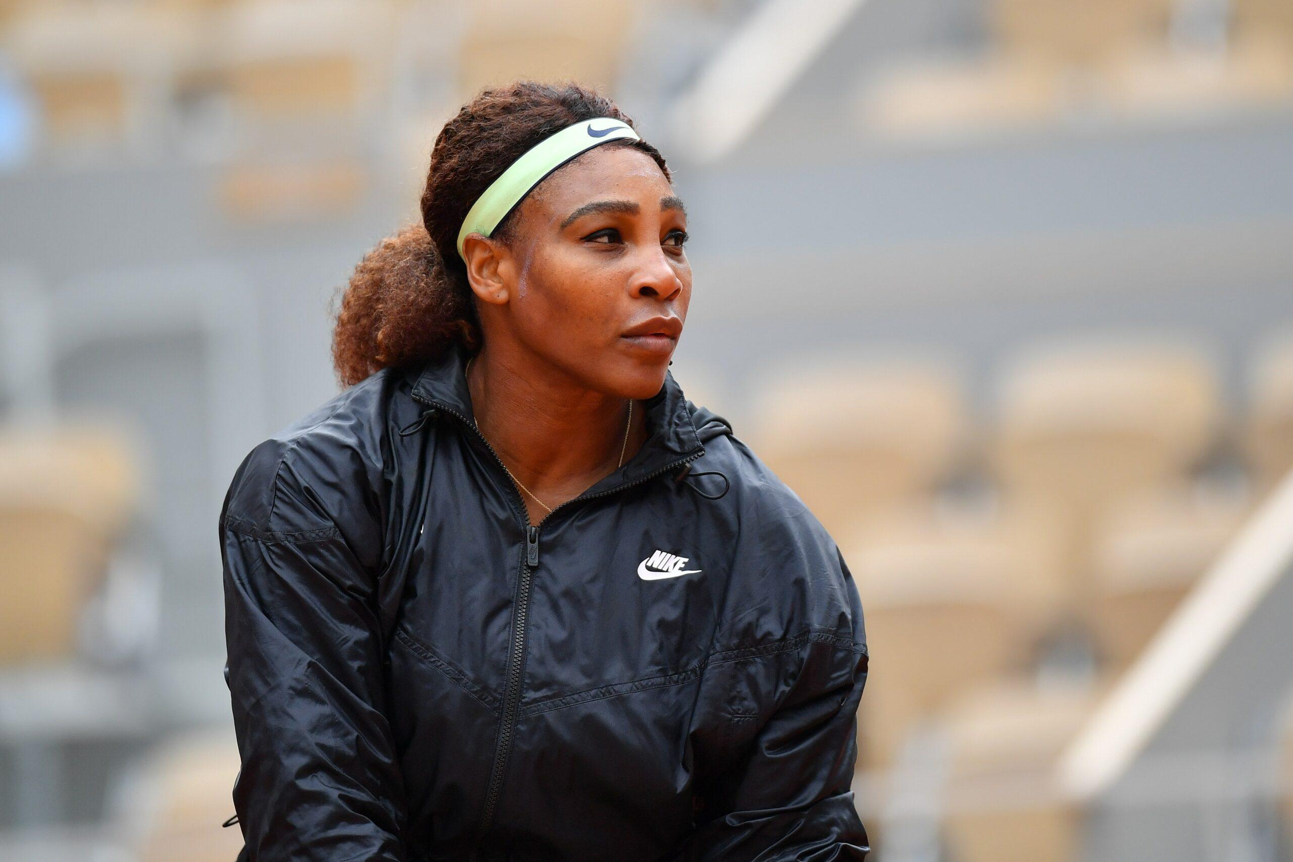 Serena Williams durante o Aberto Francês de Tênis de Roland Garros