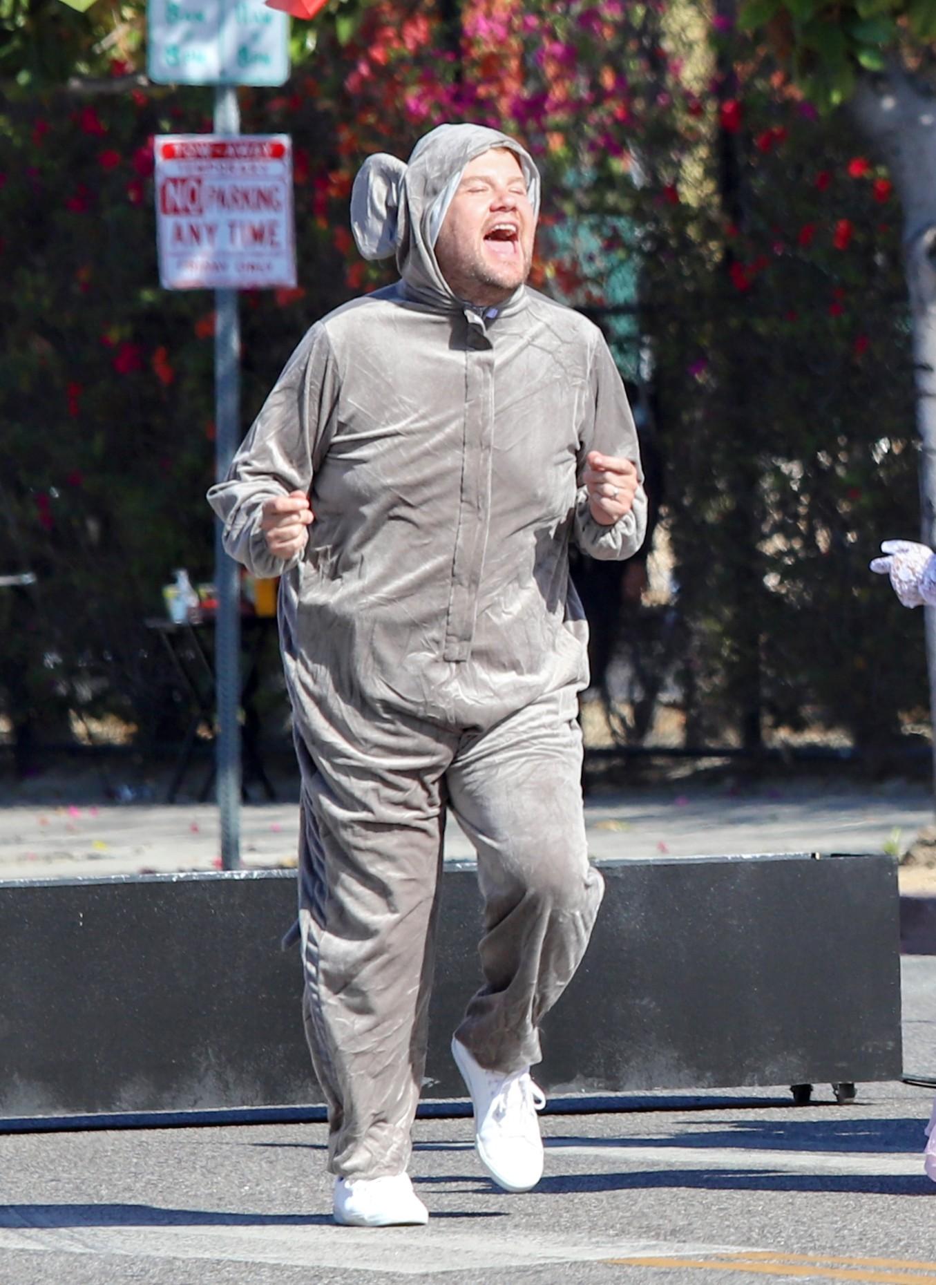 James Corden in a mouse costume